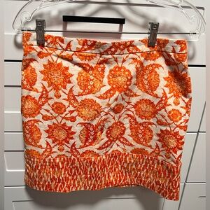 MICHAEL KORS  White Orange Floral Skirt Pencil Straight